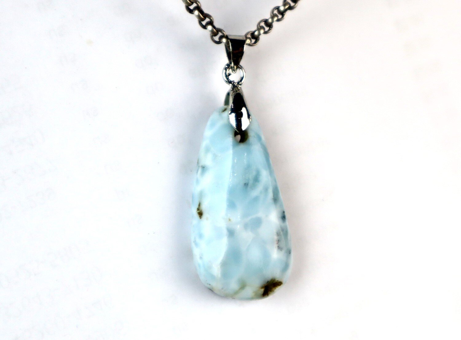 Charming Design Natural Light Blue Larimar Pendant 41mm – photo 4