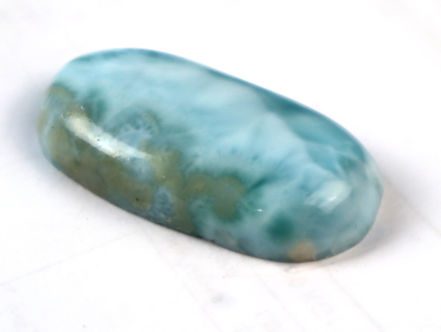 Impressive Natural Dominican Light Blue Larimar Polished Cabochon 35mm – photo 5