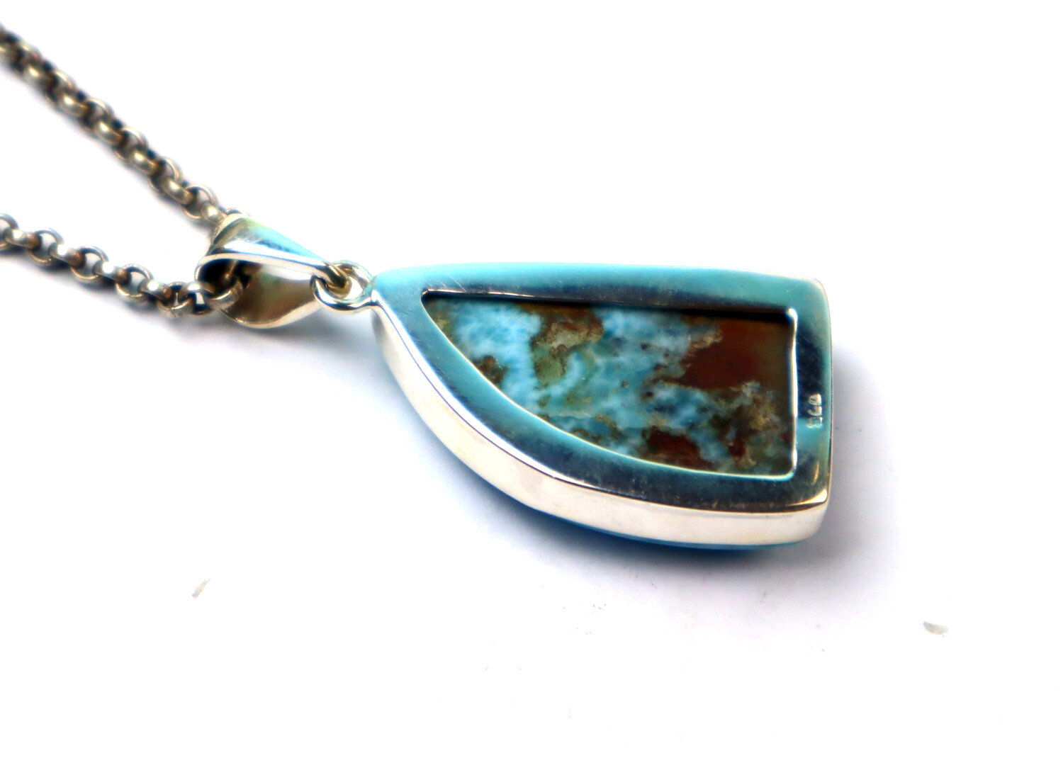 Charming Design Natural Deep Blue Larimar .925 Sterling Silver Pendant 42mm – photo 7