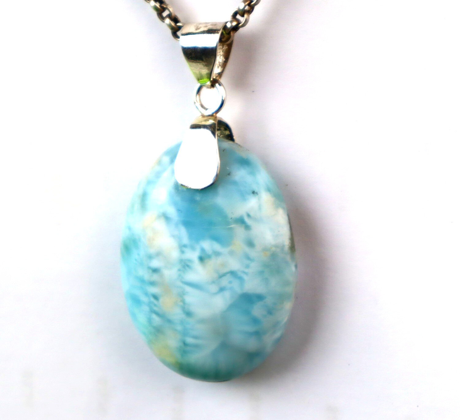 Impressive Natural Ocean Blue Larimar .925 Sterling Silver Pendant 46mm – photo 5