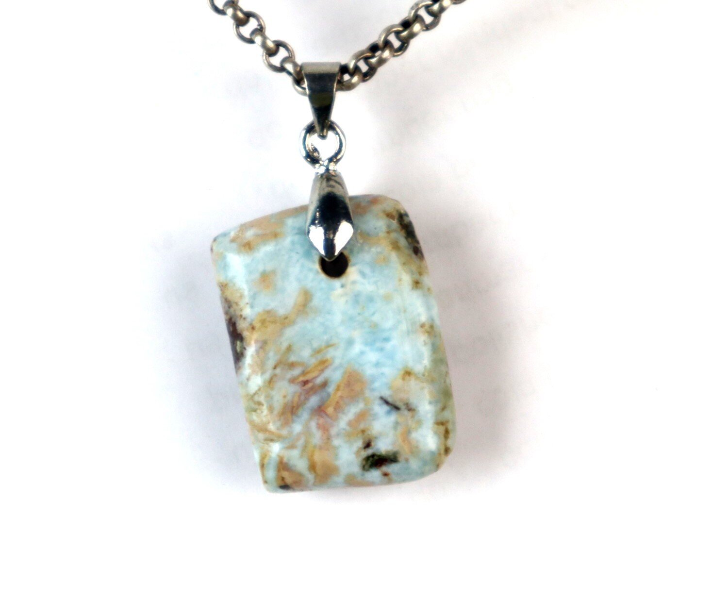 Lovely Natural Orange Blue Larimar Pendant 32mm – photo 2