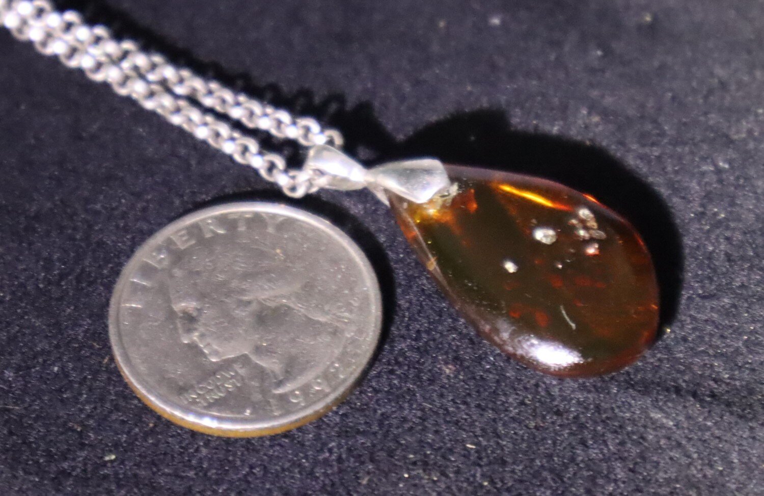 Lovely Natural Clear Orange Green Amber .925 Sterling Silver Pendant 35mm – photo 4